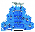 Зажим клеммный проходной 93.5мм размер ячейки 5.2мм на DIN-рейку 3 уровня сечение провода 4мм² 24А 500В термопласт Wago Зажим клеммный проходной 93.5мм размер ячейки 5.2мм на DIN-рейку 3 уровня сечение провода 4мм² 24А 500В термопласт Wago