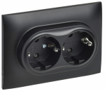 Розетка 2гн с З/К шторки с/у черный в сборе 16А SK-R07Bl SKANDY IEK (1/10/100)