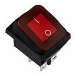 Выключатель клавишный 250V 15А (4с) ON-OFF красный с подсветкой влагозащита (1шт/упак) REXANT (1/10/10)
