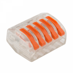 Клемма на 5 пров. 222-415 (0,5-4мм) с рычажком без пасты прозрачные Rexant (40/40/1600)