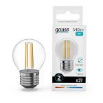 Лампа светодиод 8Вт Шар Е27 4100К 540Лм филамент Gauss Filament Elementary (1/10/100) Лампа светодиод 8Вт Шар Е27 4100К 540Лм филамент Gauss Filament Elementary (1/10/100)