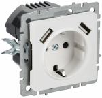 BRITE Роз. с з/к/ш 16А с USB A+A 2,1А РЮш10-1-БрАБ а/б IEK