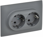 Розетка 2гн с З/К шторки с/у серый в сборе 16А SK-R07Gr SKANDY IEK (1/10/100)