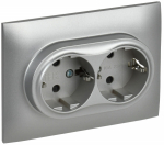 Розетка 2гн с З/К шторки с/у серебряный в сборе 16А SK-R07S SKANDY IEK (1/10/100)