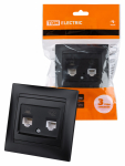 Розетка 2гн комп+ТФ RJ45+RJ11 с/у графит в сборе кат.5е Лама TDM Розетка 2гн комп+ТФ RJ45+RJ11 с/у графит в сборе кат.5е Лама TDM