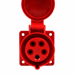 Розетка силовая (CEE) панельная фланцевая 5Р 400 В (50+60 ГЦ) КРАСНАЯ 6ч пластик IP44 КЭАЗ