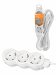 Удлинитель бытовой "Люкс" 3 гнезда, 2 м, с/з, с з/ш, ПВС 3х0,75 мм2, 10 А, 250 В, 2400 Вт TDM
