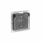 ATLASDESIGN AQUA РОЗЕТКА с заземл. со шт. с прозрач. крышк, 16А,IP44, мех,КАРБОН