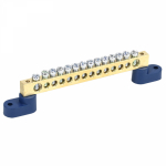 Шина "N" нулевая 6х9мм 14/2 (14 групп/крепеж по краям) с двумя угловыми изоляторами (10 шт/уп) Промрукав