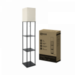 Светильник напольный под лампу этажерка ТНО 10-Е27-NB бежевый абажур, черный корпус IN HOME