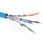 Кабель витая пара кат. 6А экранированный U/FTP, 4 пары, нг(А)-LSLTx, цвет внешней оболочки синий, бухта 500 м Кабель витая пара кат. 6А экранированный U/FTP, 4 пары, нг(А)-LSLTx, цвет внешней оболочки синий, бухта 500 м