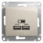Розетка 2гн USB+USB с/у молочный механизм Systeme Electric Розетка 2гн USB+USB с/у молочный механизм Systeme Electric
