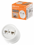 Розетка 2гн комп+ТФ RJ45+RJ11 с/у белый в сборе кат.5е Болонь TDM Розетка 2гн комп+ТФ RJ45+RJ11 с/у белый в сборе кат.5е Болонь TDM