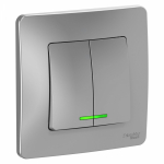 Выключатель 2кл с подсв с/у алюминий Blanca Systeme Electric