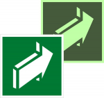 Знак эвакуационный E 18 "Открывать движением от себя" 200х200 мм, пленка самоклеящаяся с фотолюминесцентным покрытием ГОСТ Р 12.4.026-2001 EKF