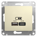 Розетка 2гн USB+USB typeА+ typeС с/у крем механизм 5В/2,4А 2х5В/1,2А Glossa Systeme Electric (1) Розетка 2гн USB+USB typeА+ typeС с/у крем механизм 5В/2,4А 2х5В/1,2А Glossa Systeme Electric (1)