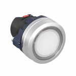 Головка кнопки плоская прозрачная с фиксацией, белая, алюминий