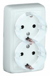 Розетка HEGEL 2-мест. в сборе с корпусом с З/К откр. уст-ки16А 220В со шторками IP20 белый
