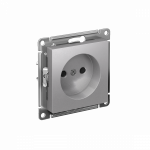 ATLASDESIGN РОЗЕТКА без заземления со шторками, 16А, механизм, АЛЮМИНИЙ