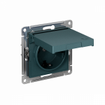ATLASDESIGN РОЗЕТКА с зазем. со шторками с крышкой, 16А, IP20, механизм, ИЗУМРУД