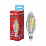 Лампа светодиодная LED-СВЕЧА-deco 12Вт 230В Е14 6500К 1350Лм прозрачная IN HOME