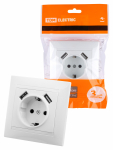 Розетка 1гн с З/К+2хUSB с/у белый 16А Лама TDM Розетка 1гн с З/К+2хUSB с/у белый 16А Лама TDM