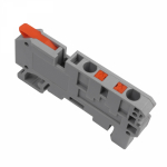 Клемма СМК 222-421-PT-4 3 вывода рычаг-push-in на DIN-рейку (0,5-4 мм²) серая (40 шт/уп) REXANT