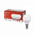 Лампа светодиодная LED-ШАР-VC 4PACK 11Вт 230В Е14 4000К 1050Лм (4шт./упак) IN HOME Лампа светодиодная LED-ШАР-VC 4PACK 11Вт 230В Е14 4000К 1050Лм (4шт./упак) IN HOME