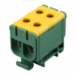 Клемма вводная силовая КВС 6-50мм² 2-рядная желто-зеленая PE распределительная REXANT Клемма вводная силовая КВС 6-50мм² 2-рядная желто-зеленая PE распределительная REXANT
