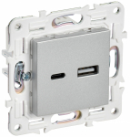 Розетка 2гн USB+USB A+C с/у серебряный механизм 3,1А SK-R14S SKANDY IEK (1/10/100)