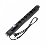 Блок распределения питания для 19" шкафов, горизонтальный, 6 розеток СЕЕ 7/4, 16A, автомат защиты, алюм корп, шнур 2м, вилка СЕЕ 7/7 REXANT