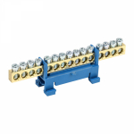 Шина "N" нулевая с синим изолятором тип "Стойка" на DIN-рейку 6x9мм 15 групп REXANT