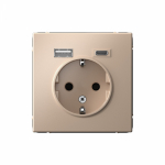 Розетка 1гн c З/К+2хUSB typeА+ typeС с/у песочный механизм 16А ArtGallery Systeme Electric (1/8/16)