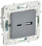 Розетка 2гн USB+USB A+C с/у серый механизм 3,1А SK-R14Gr SKANDY IEK (1/10/100)