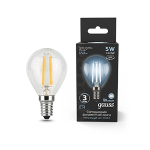 Лампа светодиод 5Вт Шар 450Лм 4100К Е14 LED Gauss Filament 1/10/50 Лампа светодиод 5Вт Шар 450Лм 4100К Е14 LED Gauss Filament 1/10/50