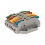 Клемма соединительная многоразовая проходная 5 полюсов, серая (0,08-4 мм²), с монтажной площадкой (20 шт./уп.) REXANT