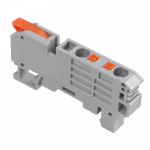 Клемма СМК 222-621-PT-6 3 вывода рычаг-push-in на DIN-рейку (1-6 мм²) серая (50 шт/уп) REXANT