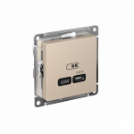 Розетка 1гн USB C с/у песочный механизм высокоскор.заряд. QC PD AtlasDesign Systeme Electric