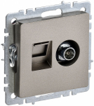 Розетка 2гн комп+ТВ RJ45+TV с/у шампань механизм кат.5е РТВ/РК12-БрШ BRITE IEK (1/10/100)