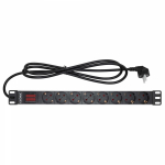 Блок распределения питания для 19" шкафов, 16A 8 Х Schuko, индикатортока, вх. разъём Schuko