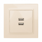 Мех-м 2 USB 2,1А с/у пластик бежевый IP20 Минск EKF