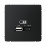 Розетка 2гн USB+USB A+C с/у карбон механизм высокоскор.заряд. QC PD ArtGallery Systeme Electric (1/8/16) Розетка 2гн USB+USB A+C с/у карбон механизм высокоскор.заряд. QC PD ArtGallery Systeme Electric (1/8/16)
