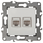 Розетка 2гн комп+комп RJ45+RJ45 с/у белый механизм кат.5е 12-3108-01 Эра12 ЭРА  (1/10)
