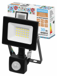 Прожектор СДО-05-030-ИКД (ИК датчик) 30 Вт, 2400 лм, 6500 К, 220-240 В, IP44, черный, Народный