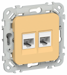 FLITE Роз. 2-я комп. RJ45 кат.5Е UTP РК5е-2-0-ФлЗ зол. IEK