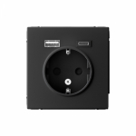 Розетка 1гн c З/К+2хUSB typeА+ typeС с/у карбон механизм 16А ArtGallery Systeme Electric (1/8/16)