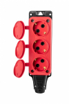 Розетка трехместная переносная 2Р+РЕ 230V 16A каучук красная IP54 PLEXUP Розетка трехместная переносная 2Р+РЕ 230V 16A каучук красная IP54 PLEXUP