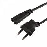 Шнур сетевой без З/К 1,5м 2х0,5 (С7) черн (угловая вилка) REXANT (10/10/250)