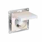 ATLASDESIGN РОЗЕТКА с заземл. со шторк. с крышкой, 16А, IP20, механизм, ЖЕМЧУГ