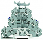 Зажим клеммный проходной 93.5мм размер ячейки 5.2мм на DIN-рейку 3 уровня сечение провода 4мм² 24А 500В термопласт Wago Зажим клеммный проходной 93.5мм размер ячейки 5.2мм на DIN-рейку 3 уровня сечение провода 4мм² 24А 500В термопласт Wago